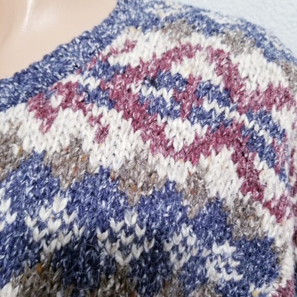 Vintage 80's retro wool Grannycore print mom cardigan button sweater LARGE - Picture 2 of 6